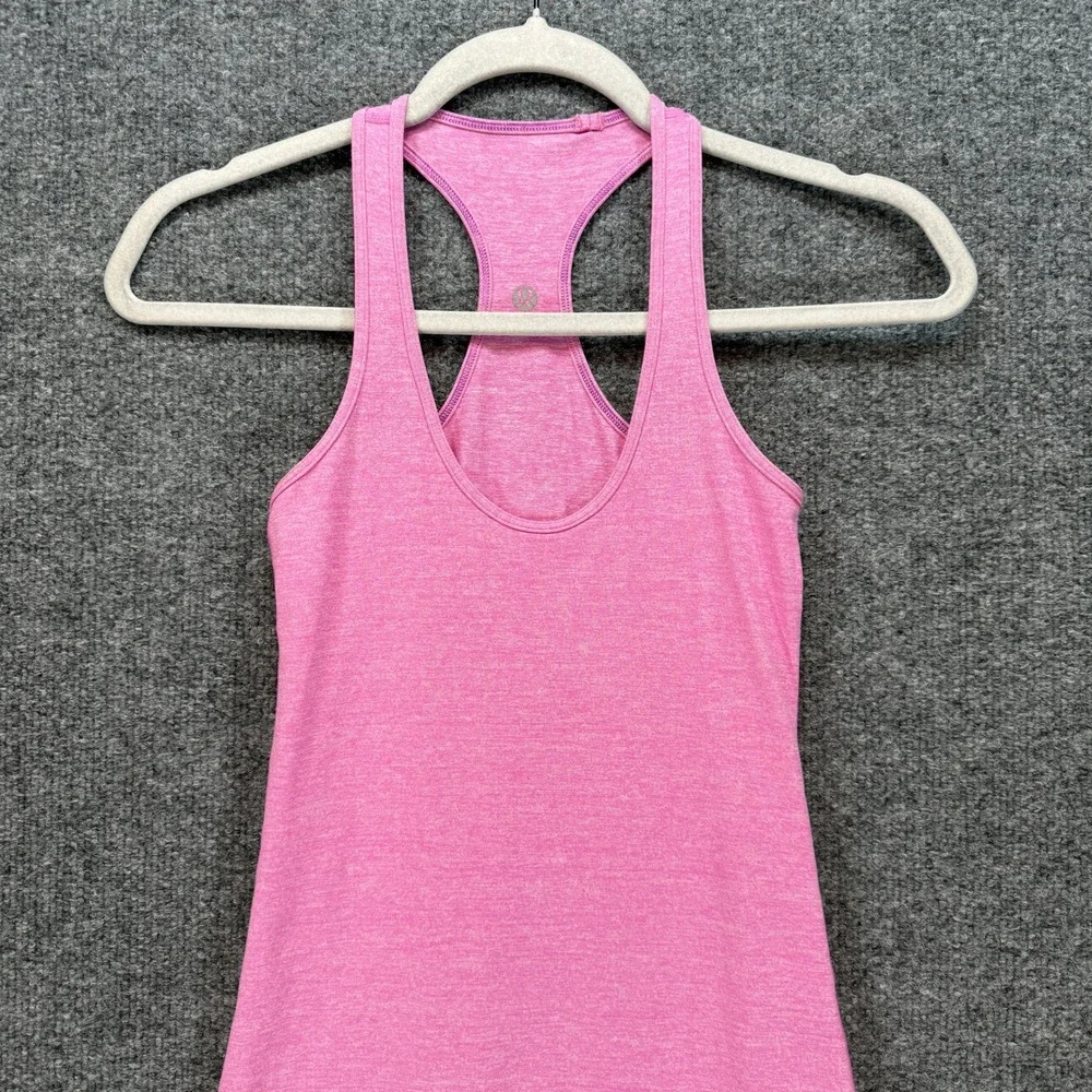 Lululemon Cool Racerback Tank Top Womens 4‎ Pink Heathered Luon Yoga Gym Workout